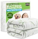 Utopia Bedding Waterproof Mattress Protector Queen Size, Bamboo Viscose Mattress Cover 200 GSM, Fits 17 Inches Deep, Breathable, Fitted Style with Stretchable Pockets