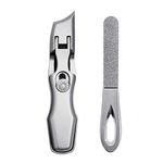 VOGARB Nail Clippers for Thick Nails Extra Wide Jaw Opening Bevel Blades Long Handle Nail Cutter with File Fingernail Toenail No Splash for Men Women Adult Seniors