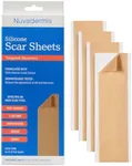 NUVADERMIS Silicone Scar Sheets - Extra Long Scar Sheets for C-Section, Tummy Tuck, Keloid, and Surgical Scars - Reusable Medical Grade Silicone Scar Sheets - Pack of 4 - Light Tone