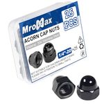 MroMax 1/4"-20 Black Acorn Cap Nuts 304 Stainless Steel 18-8 Dome Head Hex Nuts for Fasteners Bright Finish 25Pcs