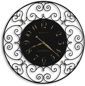 Hekman Furniture Joline Wall Clock – Elegant Oversized Decorative Analog Clock Striking Black Iron Finish Quartz Movement, Perfect for Room Decor, Bedroom, Office, Kitchen & Outdoor Spaces
