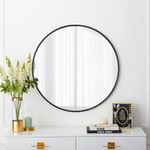 Trintion Round Mirror 70cm Circle Hanging Wall Mirror Home Decorative Wall Mounted Vanity Mirror for Bathroom Living Room