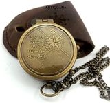 ANTIQUANA Brass Compass Unique Print 'Not All Those Who Wander are Lost' Engraved Compass with Leather Case and Chain A Great Gift Item for Your Loved Ones, Brown