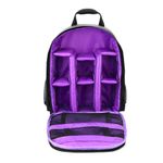 Andoer DSLR Camera Bag - Small,Lightweight,Waterproof & Breathable - Multifunctional Camera Backpack for Canon Nikon Sony SLR Cameras - 33 x 26.5 x 12.5 cm(Purple)