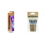 Décopatch Purple Peacock Print Paper, 30 x 40 cm, Pack of 3 Sheets & Decopatch PACKPC05O Hog Bristle Brush,5 Pack