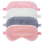 Lusofie 4 Pcs Plush Sleep Masks Cute Fluffy Eye Masks for Sleeping Adjustable Sleep Eye Mask with Elastic Band Fits for Women Girls Kids