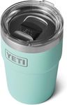 YETI Rambler Cup, Vacuum Insulated Stainless Steel Stackable Cup with Magslider Lid, Seafoam, 16 oz (475 ml)