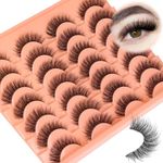 Natural False Lashes Cat Eye Faux Mink Eyelashes Clear Band 14 Pairs Fluffy Fake Lashes Natural Look Wispy Eyelashes Extensions Volume Cat Eye Lashes Strips 8-14MM by Zegaine