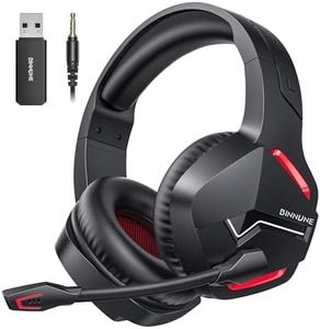 BINNUNE Wireless Gaming Headset with Microphone for PC PS4 PS5 Playstation 4 5, 2.4G Wireless Bluetooth USB Gamer Headphones with Mic for Laptop Computer