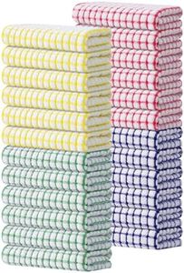Kitinjoy Cotton 24 Pack Terry Kitchen Towels, 16 x 25 Inches Super Soft and Absorbent Dish Towels, Quick Drying Hand Towels for Kitchen Drying, Multiple Colour