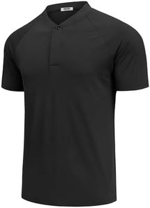COOFANDY Men's Quick Dry Golf Polo Shirts Short Sleeve Henley Shirt Active Athletic Collarless Sports T Shirts