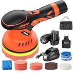 Cordless Car Buffer Polisher - with 2pcs 12V Lithium Rechargeable Battery Cordless Polisher with 6 Variable Speed, 2500-5000RPM Cordless Buffer Polisher for Car Detailing Polishing,Boat Sanding