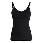 Fdit Breastfeeding Tank Top, 3Colors 3Sizes Seamless Breastfeeding Nursing Bra Tank Top with Built-in Nursing Bra Maternity Vest Undershirt for Breastfeeding(XXL-Black)