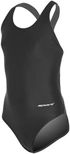 Sporti Solid Wide Strap One Piece Swimsuit - Black - 26