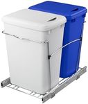 Rev-A-Shelf Double Pullout Trash Can for Kitchen Cabinets 35 Qt Garbage Recycling Bin on Full Extension Slide, Blue/White, RV-18KD-11RC-S