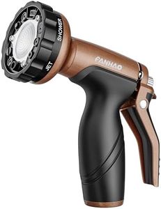 FANHAO Metal Garden Hose Nozzle, Heavy Duty Water Hose Sprayer with 6 Spray Patterns, High Pressure Water Hose Nozzle with Rear Trigger, Ideal for Outdoor Lawn & Plant Watering, Car & Pet Washing