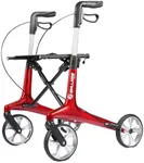 Carbon Walkers for Seniors, 13lbs Ultra-Lightweight All Terrain Silent Wheels Foldable Rollator Walker with Seat and Backrest for Adults, 330lbs Capacity (Red)