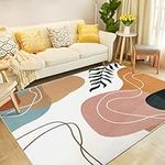 VSIWB Boho Art Area Rug 4x6 Modern Living Room Rug Washable Abstract Minimalist Colorful Soft Accent Throw Rugs Non-Slip Aesthetic Retro Mid Century Floor Carpets for Nursery Bedroom Office Decor