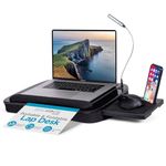 Sofia + Sam Multi Tasking Lap Desk with USB Light (Black Top) | Supports Laptops up to 15 Inches