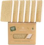 Greenzla Natural Kitchen Sponges 6 Pack - Plant-Based Biodegradable Sisal Hemp Dish Sponge - Eco-Friendly, Zero-Odor, Non-Scratch Scouring Pad for Kitchen Countertops, Bathtubs, Tiles, and More