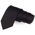 PELUCHE Droplet Black Colored Microfiber Necktie For Men (Black)