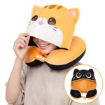 Mewaii Kids Travel Pillow, Cute Cat Neck Pillow with Hood