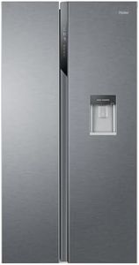 Haier HSR3918EWPG Réfrigérateur Side by Side SBS 90 Série 3 - Pose libre, 521L (328L + 177L), 177,5 cm, Distributeur d'eau avec réservoir, Multi-Airflow, Total No Frost, Dual-Inverter, Argent