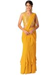 Indya Women's Georgette Sarees (ICO00687_Yellow)