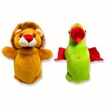 Chamantricks Storytelling Plush Puppets | Lion Hand Puppets | Crocodile Hand Puppets | Parrot Hand Puppets | Rabbit Hand Puppets | Turtle Hand Puppets | Animal & Bird Hand Puppets (Pack of 2)