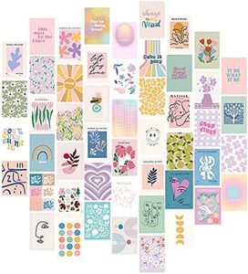 ZIENVE Danish Pastel Room Decor Aesthetic, 50pcs Aesthetic Posters for Bedroom, 10 x 15cm Wall Collage Kit Aesthetic Pictures, Cute Wall Decor for Teen Girls, Pink Trendy Stuff for College Dorm, Pink02