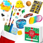 Super Fun 14 Pc Christmas Stocking Stuffer Set for Kids. Festive Unisex Toys and Gifts for Boys, Girls Ages 5-10. Convenient Variety Bundle of Safe, Creative Xmas Sock Fillers, Favors Age 10 and Under