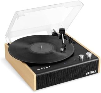 Victrola Eastwood – Bluetooth Record Player – 3-Speed Turntable, Premium MM Cartridge, Vinyl Stream for Wireless Streaming, Removable Dust Cover, Built-in Speakers (Bamboo)