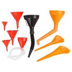 VIDETOL Funnel for Petrol, 9 Pcs Right Angle Flexible Plastic Funnel Set, Universal Car Gasoline Fuel Petrol Engine Funnel with Detachable Spout and Long Mouth Funnels for Motorcycle Car Automotive