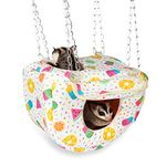 Sugar Glider Pouch Cage Accessories, Small Pet Cage Hammock Guinea Pig Bed Hideout, Rat Hanging Bed with Hideout for Hamster, Squirrel (Fruit White)