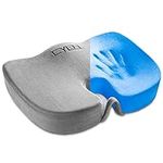 CYLEN Home Office Seat Cushion - Comfort Memory Foam Chair Cushion with Cooling Gel Infused for Tailbone, Coccyx, Back & Sciatica Pain Relief (Grey)
