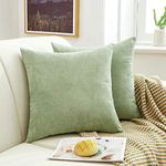 MERNETTE Pack of 2, Thick Chenille Decorative Square Throw Pillow Cover Cushion Covers Pillowcase, Home Decor Decorations For Sofa Couch Bed Chair 18x18 Inch/45x45 cm (Bean Green)