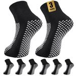SukModen Double Tread Non Slip Hospital Socks, 3 Pairs Fall Prevention Extra Large Slipper Socks for Men Women | Anti Slip Socks 9-13