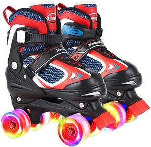 Kids Roller Skates for Girls and Boys,4 Sizes Adjustable Quad Skates with Light up Wheels, Birthday Gift for Kids Children Beginners,Red M