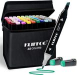 KLIFFOO Dual Tip Colorful Art Markers Sketch Pens 48 Colors with Carrying Case For Painting Sketching Calligraphy Drawing, Chisel & Fine Tip Permanent Colouring Marker For Kids Adult, Multicolor (48)
