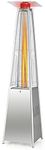 Giantex Outdoor Propane Patio Heaters, 42,000 BTU Pyramid Style Gas Porch and Deck Heater w/Dancing Flame, Quartz Glass Tube in Hammered Freestanding, Electronic Ignition System Stainless Steel