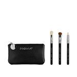 Sigma Beauty Glam 'N Go Mini Eye Brush Set - Complete Eye Makeup Travel Kit - 3 Synthetic Makeup Brushes and Beauty Bag - Vegan, Hypoallergenic Eye Makeup Brushes