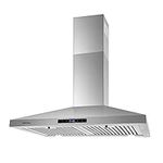 SNDOAS Range Hood 30 inches,Stainless Steel Wall Mount Range Hood,Vent Hood 30 inch w/Touch Control,Ducted/Ductless Convertible,Chimney-Style Over Stove Vent Hood,Kitchen Hood,Baffle Filters