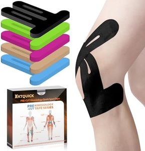 Kinesiology Tape for Knees Pre Cut, 12 PCS Upgrade KTQUICK Knee Tape For Knee Pain Relief Pre Cut, Original Cotton Knee Tape, Flexible & Durable Sports Tape for Support & Comfort During Workouts,Black