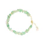 LOOYUUPEE Jade Pearls & Shell Flower Bracelet for Women, Dainty Green Jade & White Pearls Jewelry Bangle Chain, Good Luck Gift for Wedding (14K Gold Filled)