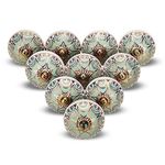 FURNISHFUL FINESSE Gold Knobs for Cabinets Assorted Green Dresser Knobs Vintage Ceramic Door Knobs Green Kitchen Furniture Pull Handles Cupboard for Wardrobe Home Interior Décor-Pack of 12