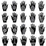 XMASIR 20 Sheets Henna Tattoo Stencil Kit/Temporary Tattoo Temples Set, Indian Arabian Tattoo Stickers Mehndi Stencils Body Art Designs for Hands