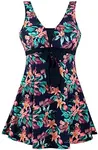 wantdo Women's Plus Size Swimwear One Piece Beach Suit Tummy Control Azalea Floral 26/28 Plus
