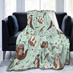 Sea Otters Fleece Blanket Cozy Thermal Fleece Blanket Non Shedding Premium Flannel Fleece Throw Blanket Luxury Thick Couch Throw Blanket for Bed Couch Car