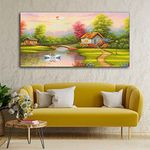VIBECRAFTS Canvas Paintings for Living Room Drawing Room Scenery Of Old House Canvas Wall Painting Fitted With Wooden Frame for Home | Office | Gift (PTVCH_2402)