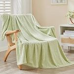 EMME Fleece Blanket Queen 200 x 230 for Sofa, Soft, Plush, Warm and Cozy Throw Blanket, Single Layer, 3D Touch Experience, Perfect for Bed Couch and Sofa Chair,Sage Green